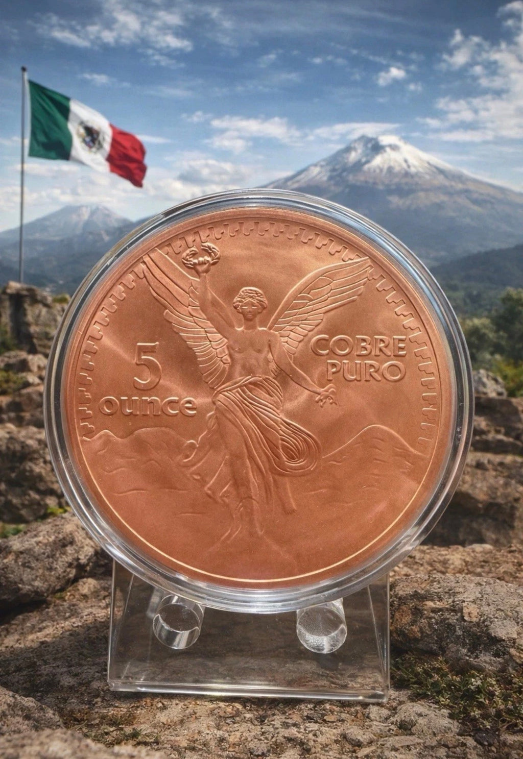 5 Oz .999 Fine Copper Libertad Tribute 2026 Angel Of Independence In Capsule