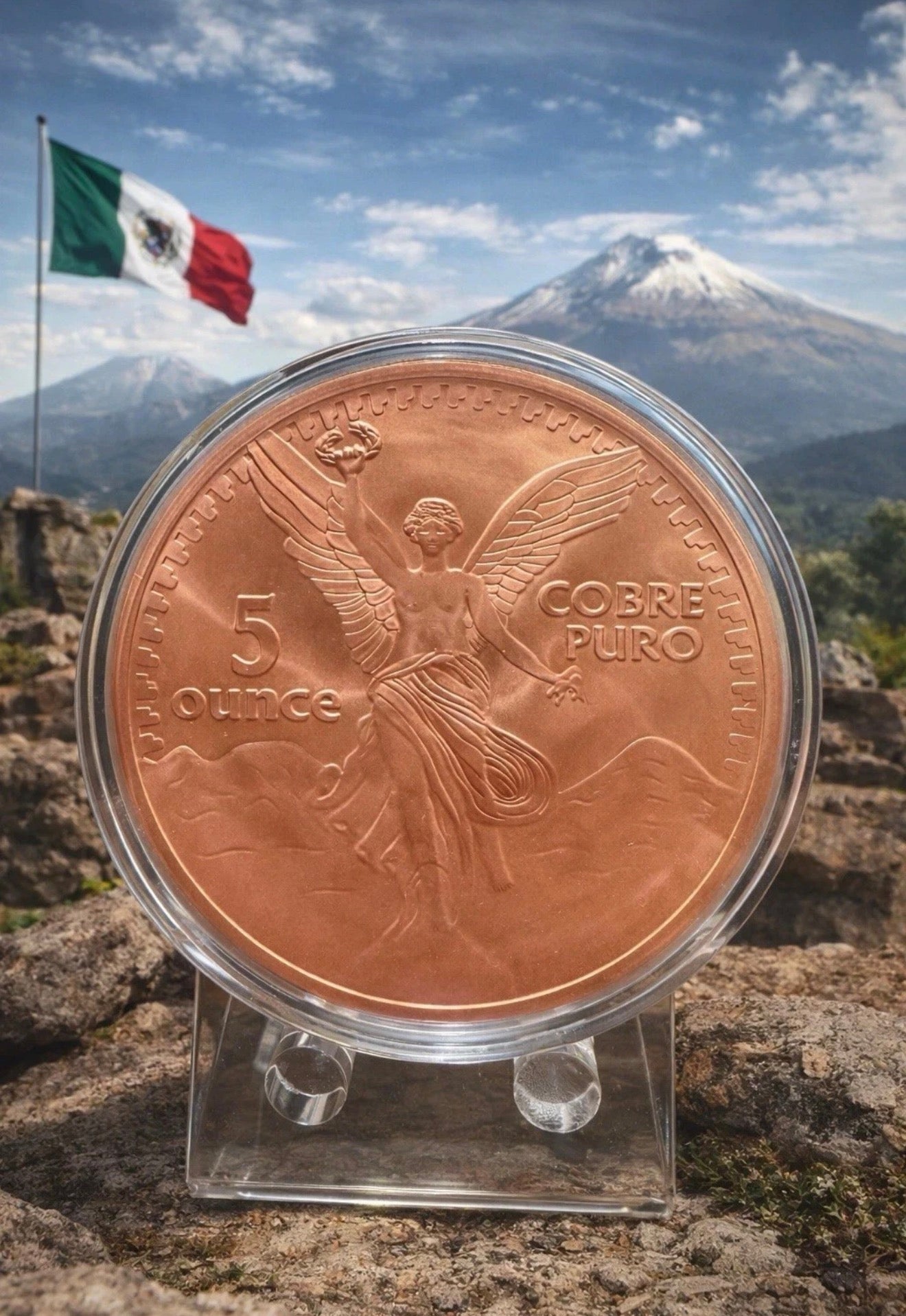 5 Oz .999 Fine Copper Libertad Tribute 2026 Angel Of Independence In Capsule