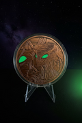 Glow In The Dark Alien 5 OZ Ounces .999 Fine Copper Bullion Round In Capsule