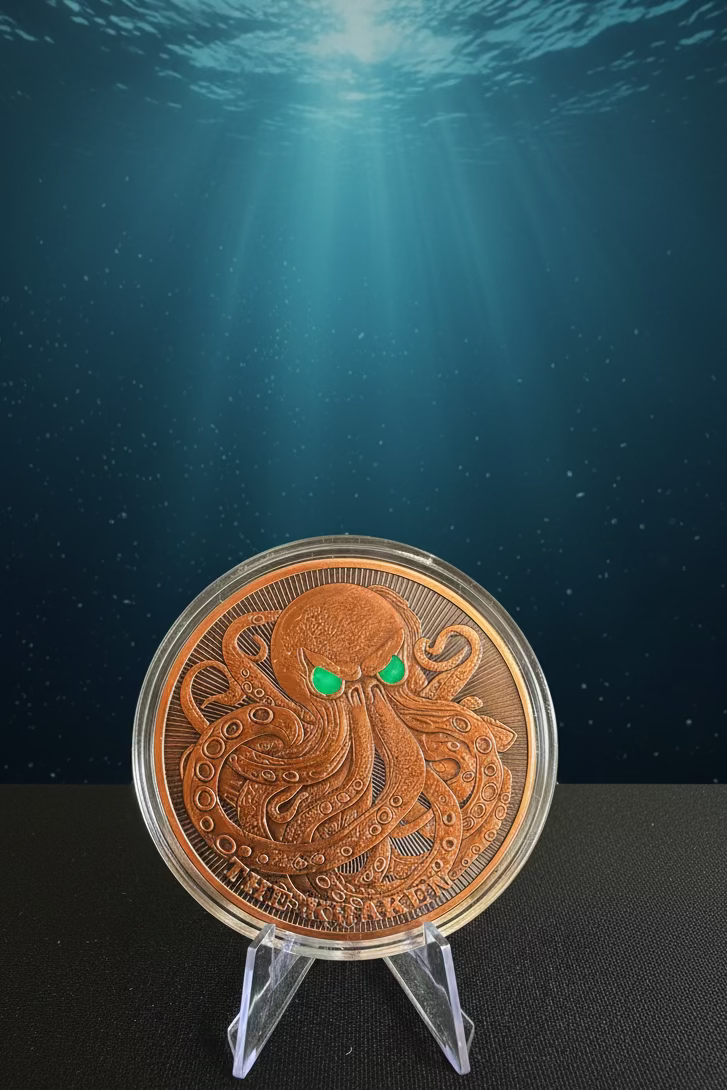 5 oz .999 Fine Copper THE KRAKEN Glow In The Dark Eyes In Capsule