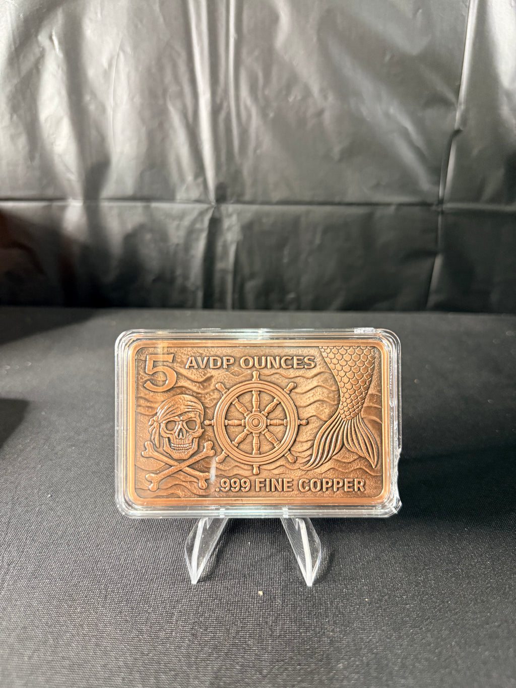 5oz Pirate Ship Skeleton Mermaid Copper Bar Colorized